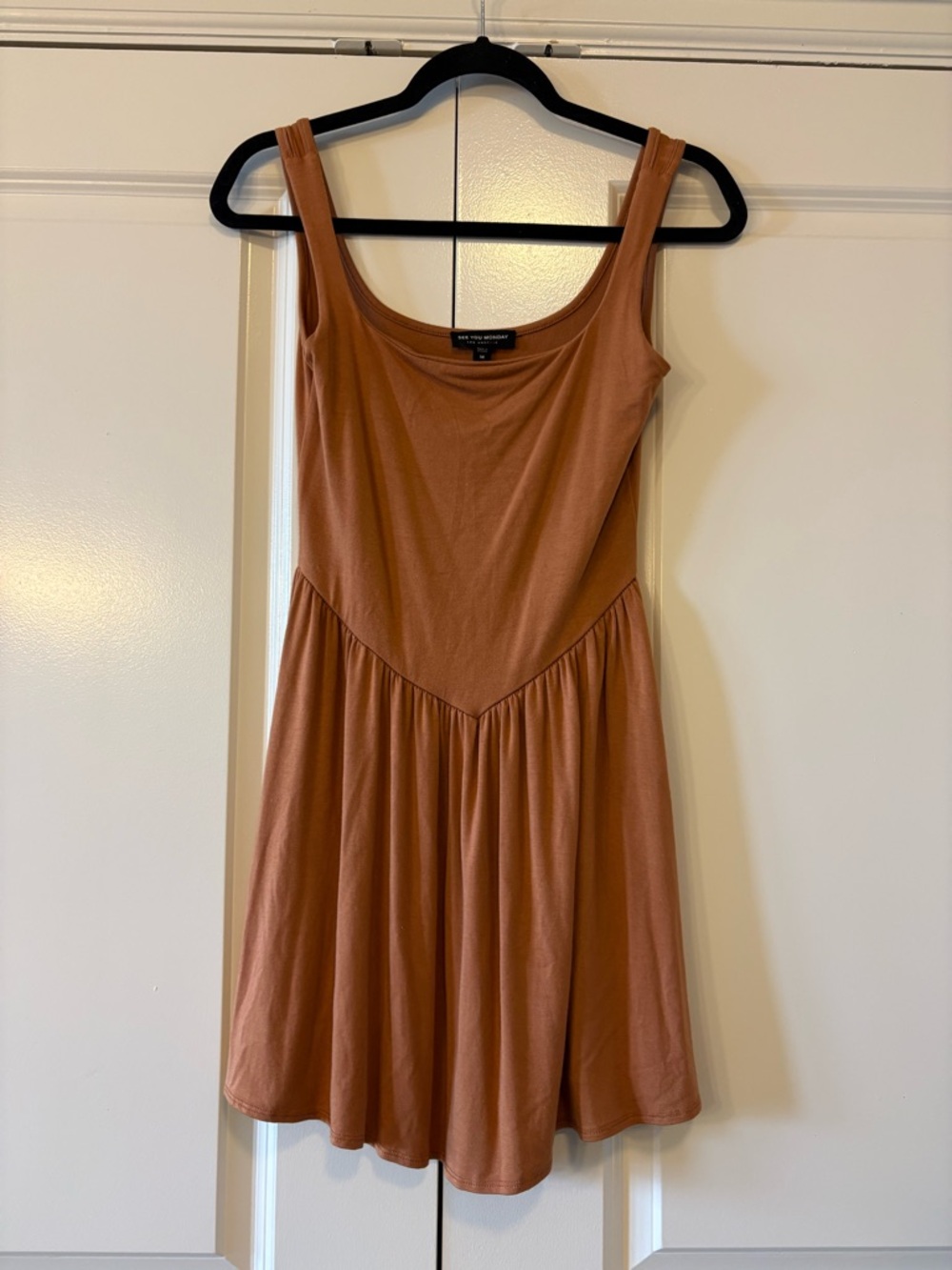 See You Monday Rust-Tone Sleeveless Skater Dress